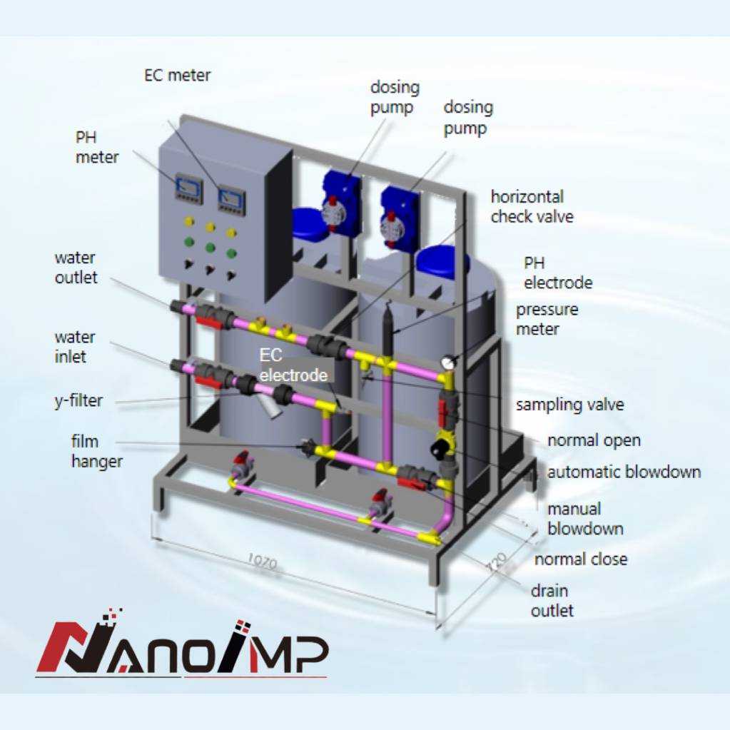 Sistema de dosificación químico de filtración de membrana de tratamiento de agua personalizado